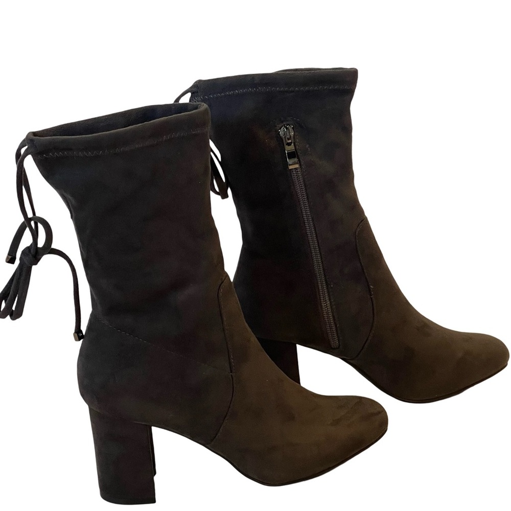New!Caffenero Black “Suede” Block Heel Zip Calf Boots US 6.5/EU 37